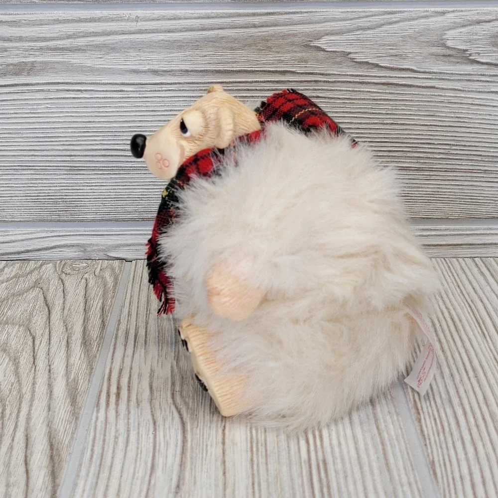 Avalanche Russ Berrie Polar‎ Bear Plush Scarf Christmas Snowball Snow Puff Dog